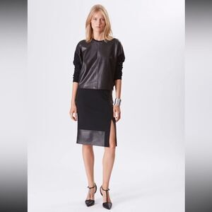 Ralph Lauren Pre-Spring 2016 Collection Black Cashmere & Lamb Leather Popover